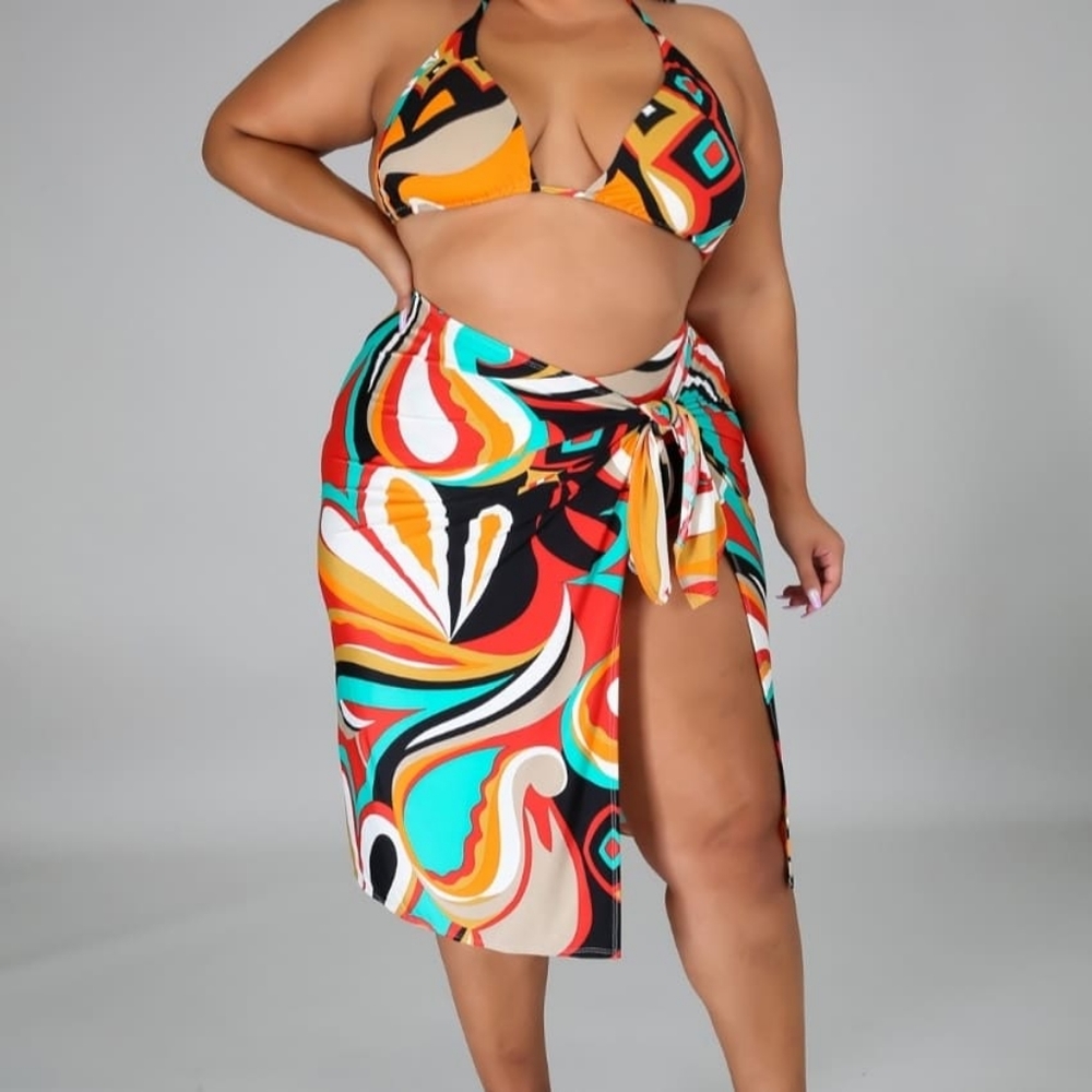 3pc plus size swim bikini